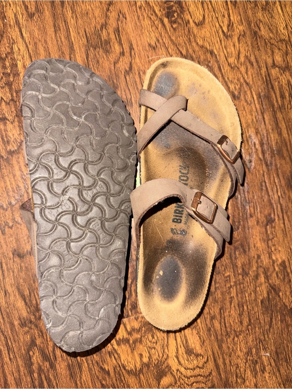 Birkenstock Brown Two-Strap Crisscross Sandals